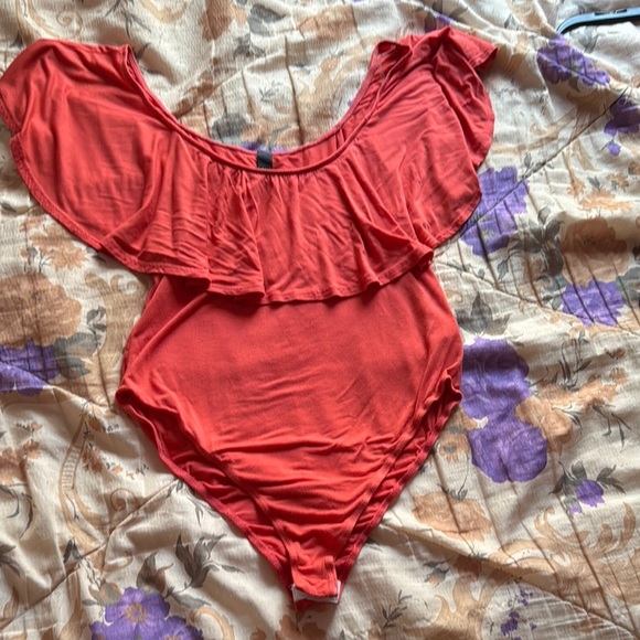 Alya Red Ruffle Bodysuit - Picture 1 of 8